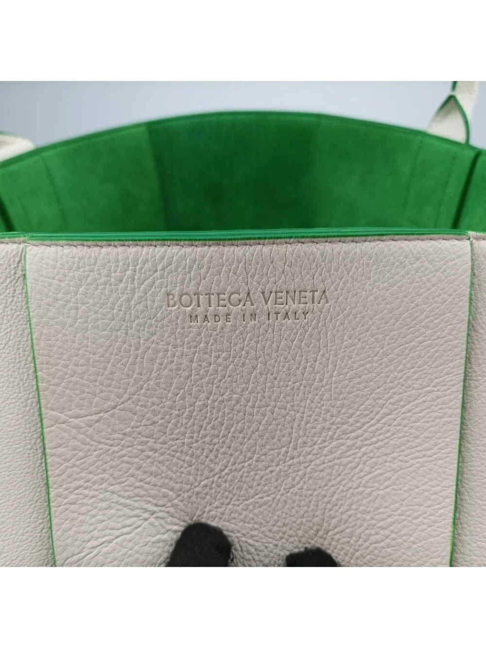 Bottega Veneta the Arco Tote White Green Lambskin